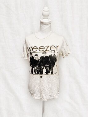 White Graphic Band Tee - Vintage Style Short Sleeve Shirt